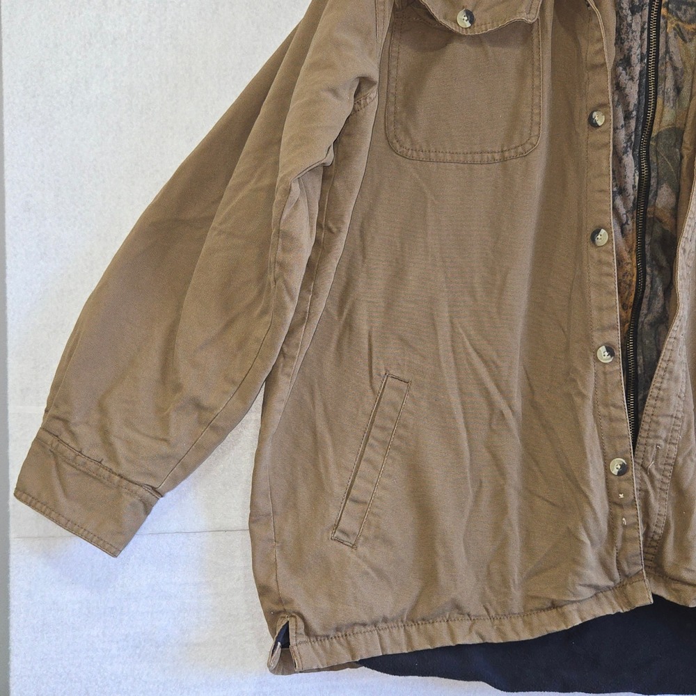 Buckhorn River Mens XL Brown Canvas Camo Lined Hooded Work Jacket Coat B#332 - Picture 9 of 10